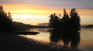 Sunrise from Hand Island, Broken Group, Vancouver Island, British Columbia, Canada