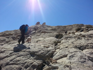 Sudsie and I climb up the slickrock